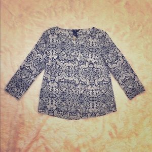 H&M Size 4 Black & White 3/4 Sleeve Top